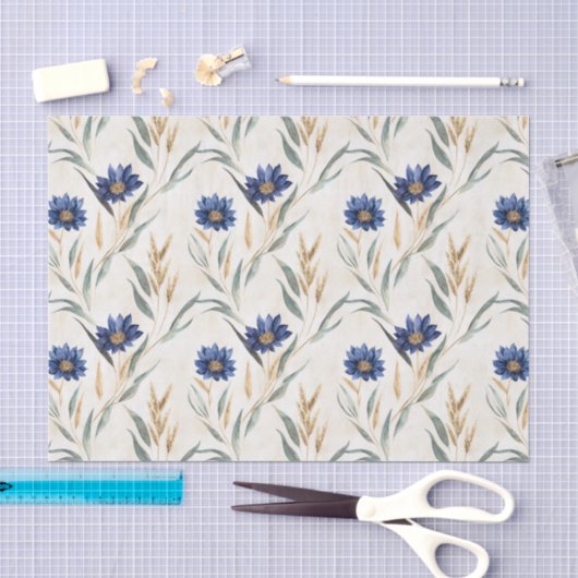 Blauwe Bloemen Verjaardag Tissuepapier (Craft)