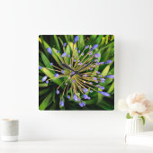 Blauwe bloemen vierkante klok (Huis)
