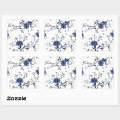 Blauwe bloemen vierkante sticker (Vel)