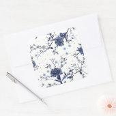 Blauwe bloemen vierkante sticker (Envelop)