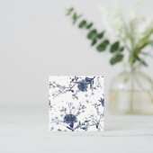 Blauwe bloemen vierkante visitekaartje (Staand voorkant)