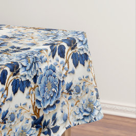 Blauwe Bloemen Vintage Tafelkleed