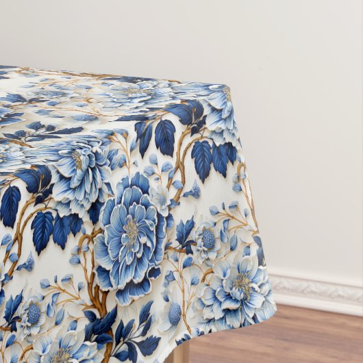 Blauwe Bloemen Vintage Tafelkleed (Voorbeeld)