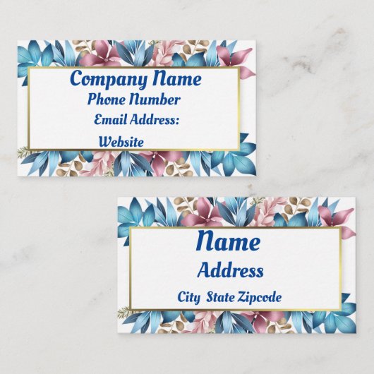 Blauwe bloemen visitekaartje (Voorkant / Achterkant)