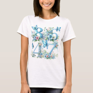 BLAUWE BLOEMEN & VLINDERS 8647 ANTI TRUMP NUMMERS T-SHIRT
