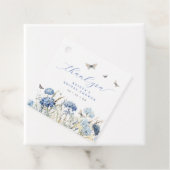 Blauwe bloemen & vlinders dank u Vrijgezellenfeest Bedankjes Labels (In situ)
