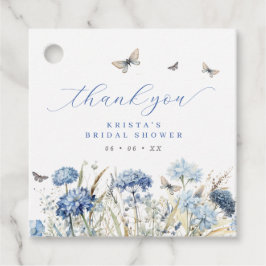 Blauwe bloemen & vlinders dank u Vrijgezellenfeest Bedankjes Labels