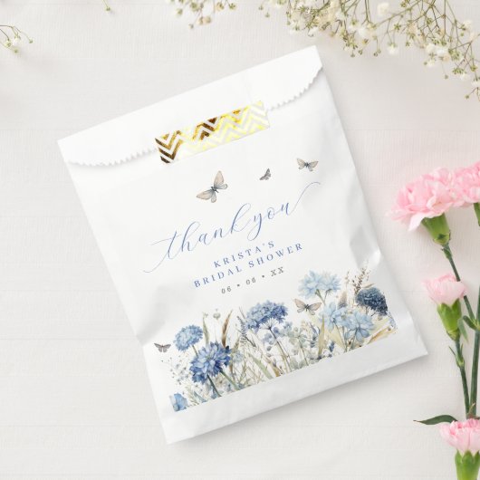 Blauwe bloemen & vlinders dank u Vrijgezellenfeest Bedankzakje (Gezegeld)