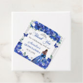 Blauwe Bloemen Vlinders Quinceañera Prinses Bedankjes Labels (In situ)