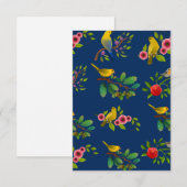 Blauwe bloemen vogel print bedankkaart (Voorkant / Achterkant)