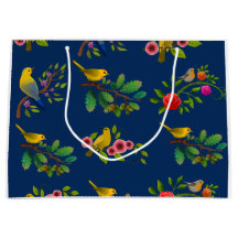 Blauwe Bloemen Vogel Print Gift Bag