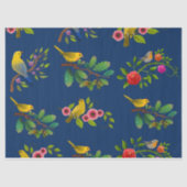 Blauwe bloemen vogel print tissuepapier (Voorkant)