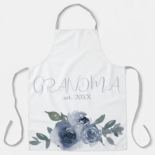 Blauwe bloemen voor oma schort (Voorkant)