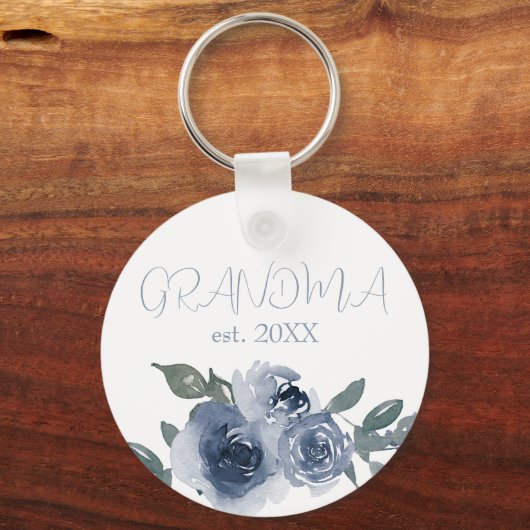 Blauwe bloemen voor oma sleutelhanger (Voorkant)