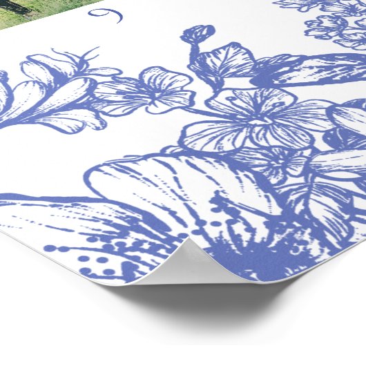  blauwe bloemen waar ze Vrijgezellenfeest Poster (Hoek)