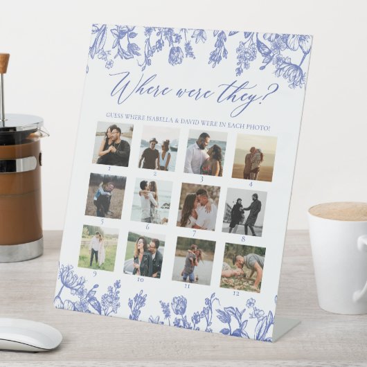  blauwe bloemen waar ze Vrijgezellenfeest Reclamebord Met Voetstuk (Insitu)