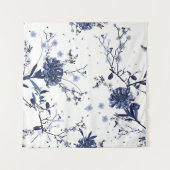 Blauwe bloemen wandkleed (Voorkant (horizontaal))