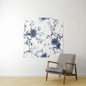 Blauwe bloemen wandkleed (In Situ (horizontaal))