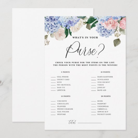 Blauwe bloemen wat er in je Kaart van het Spel zit (Voorkant / Achterkant)