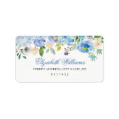 Blauwe Bloemen Waterverf Adresetiketten Etiket (Voorkant)