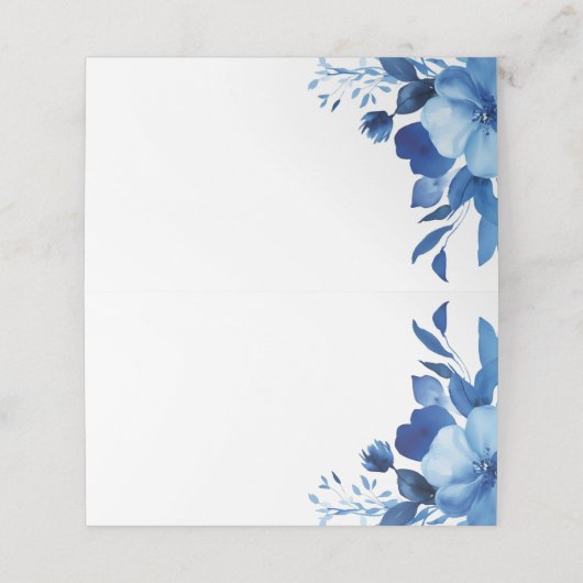 Blauwe Bloemen Waterverf BAT MITZVAH CUSTOM Plaatskaartje (Buitenkant ongevouwen)