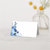 Blauwe Bloemen Waterverf BAT MITZVAH CUSTOM Plaatskaartje (Achterkant)