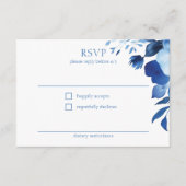 Blauwe Bloemen Waterverf BAT MITZVAH CUSTOM RSVP Informatiekaartje (Voorkant)