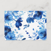 Blauwe Bloemen Waterverf BAT MITZVAH CUSTOM RSVP Informatiekaartje (Achterkant)