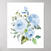 Blauwe bloemen, Waterverf bloemen, Jongen Nursery Poster (Voorkant)