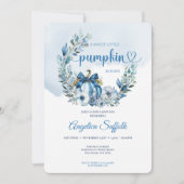 Blauwe Bloemen Waterverf Pompoen Doop Kaart (Voorkant)