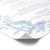 Blauwe Bloemen Wedding Menu Vierkant Poster (Hoek)