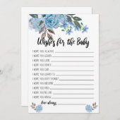 Blauwe bloemen wenst de kaarten van het Baby showe (Voorkant / Achterkant)