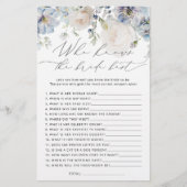 Blauwe Bloemen Wie kent Bruid De Beste Douche Spel (Voorkant)