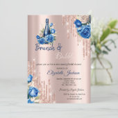 Blauwe Bloemen Wijndruiven Brunch & Bubbly Kaart (Staand voorkant)