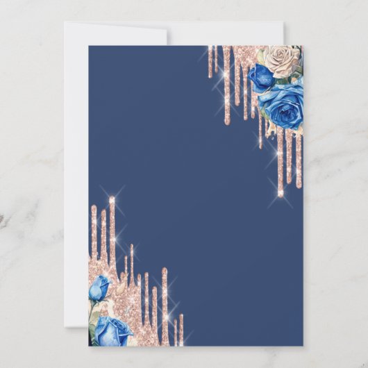 Blauwe Bloemen Wijndruiven Brunch & Bubbly Kaart (Achterkant)