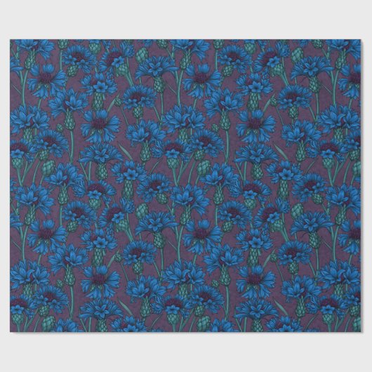 Blauwe bloemen, wilde bloemen cadeaupapier (Vlak)