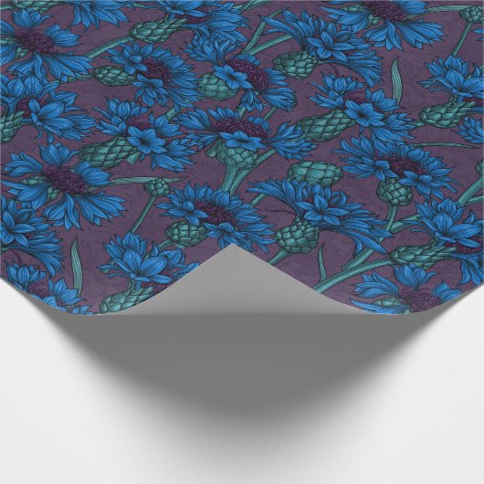 Blauwe bloemen, wilde bloemen cadeaupapier (Hoek)
