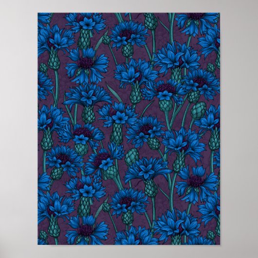 Blauwe bloemen, wilde bloemen poster (Voorkant)
