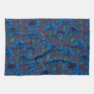 Blauwe bloemen, wilde bloemen theedoek