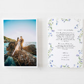 Blauwe bloemen Wildflower bruiloft Bedankkaart