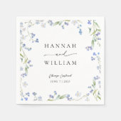 Blauwe bloemen Wildflower bruiloft Servet (Voorkant)