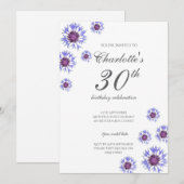 Blauwe Bloemen Wildlfower 30ste Verjaardagsfeest Kaart (Voorkant / Achterkant)