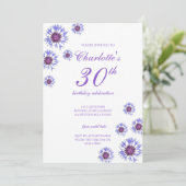 Blauwe Bloemen Wildlfower 30ste Verjaardagsfeest Kaart (Staand voorkant)