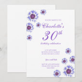 Blauwe Bloemen Wildlfower 30ste Verjaardagsfeest Kaart (Voorkant / Achterkant)