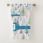 Blauwe bloemen winterbos bad handdoek (Insitu)