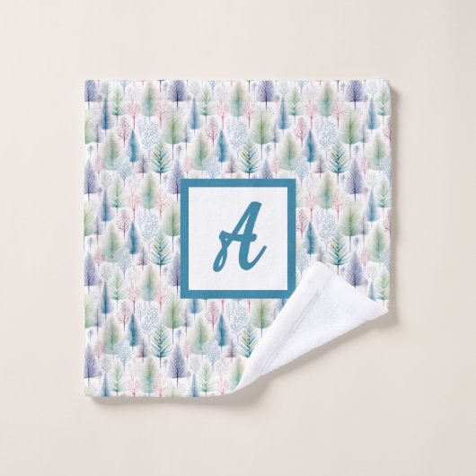 Blauwe bloemen winterbos bad handdoek (Wasdoekje)