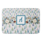 Blauwe bloemen winterbos badmat (Voorkant)