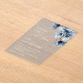 Blauwe Bloemen Wit Acryl Uitnodigingen (Laagn)
