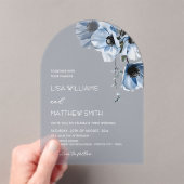 Blauwe Bloemen Wit Acryl Uitnodigingen (Insitu (Draagbaar))