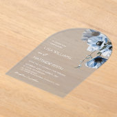 Blauwe Bloemen Wit Acryl Uitnodigingen (Laagn)